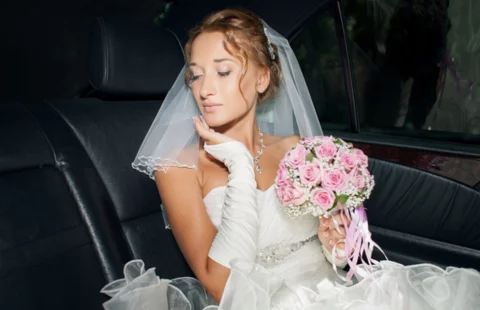 Bride in a luxury limousine